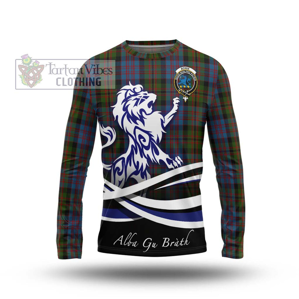 Bowie Tartan Long Sleeve T-Shirt with Alba Gu Brath Regal Lion Emblem Unisex - Tartan Vibes Clothing