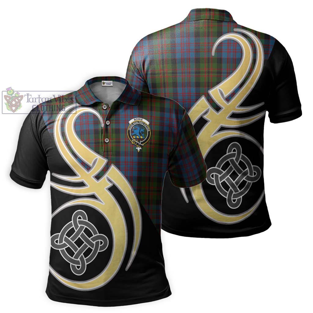 Bowie Tartan Polo Shirt with Family Crest and Celtic Symbol Style Kid - Tartan Vibes Clothing