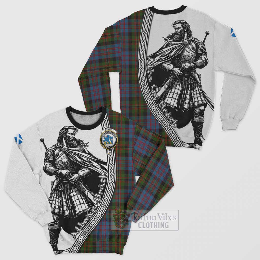 Bowie Tartan Clan Crest Sweatshirt with Highlander Warrior Celtic Style Unisex - Tartan Vibes Clothing