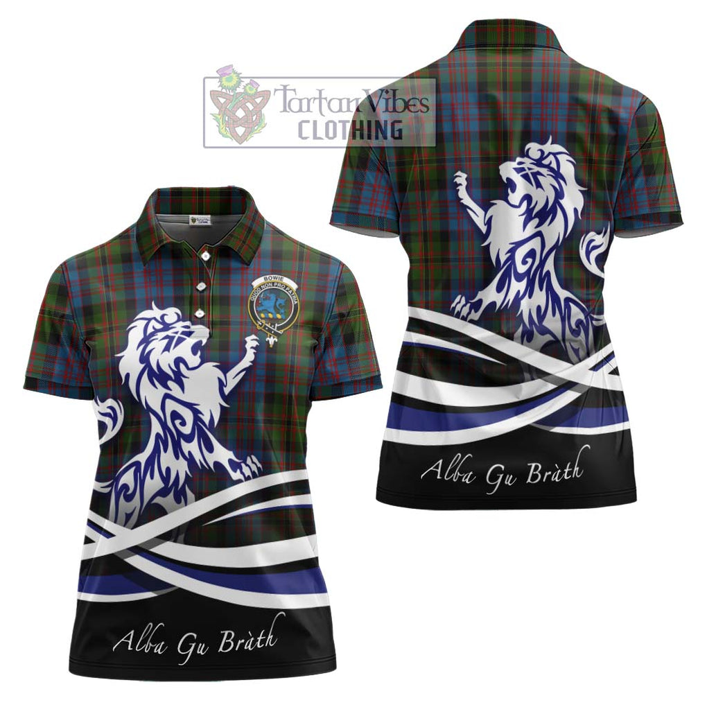 Bowie Tartan Women's Polo Shirt with Alba Gu Brath Regal Lion Emblem Women - Tartan Vibes Clothing