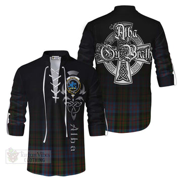Bowie Tartan Ghillie Kilt Shirt Featuring Alba Gu Brath Family Crest Celtic Inspired Men - Tartan Vibes Clothing