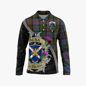 Bowie Tartan Family Crest Long Sleeve Polo Shirt Lion Rampant Royal Thistle Shield Celtic Inspired Unisex - Tartan Vibes Clothing