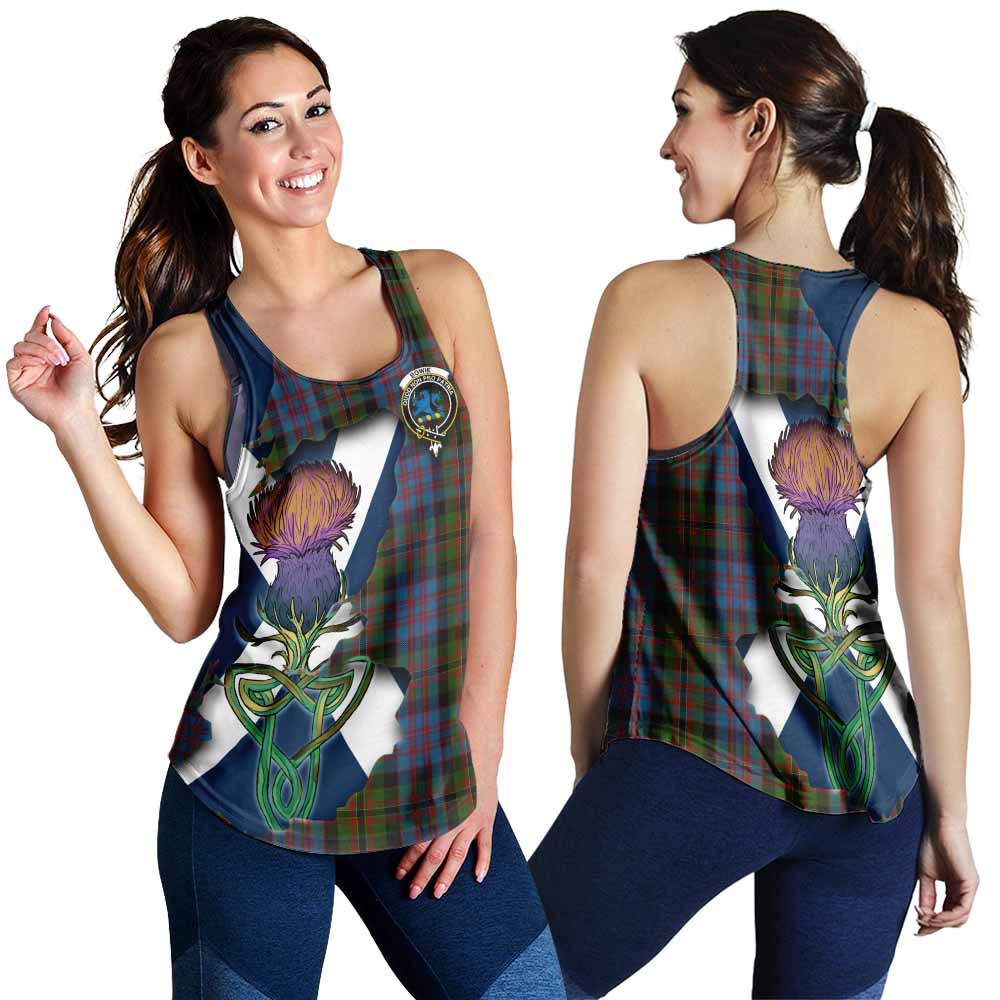 Tartan Vibes Clothing Bowie Tartan Family Crest Women's Racerback Tanks Scottish Thistle Celtic Inspired