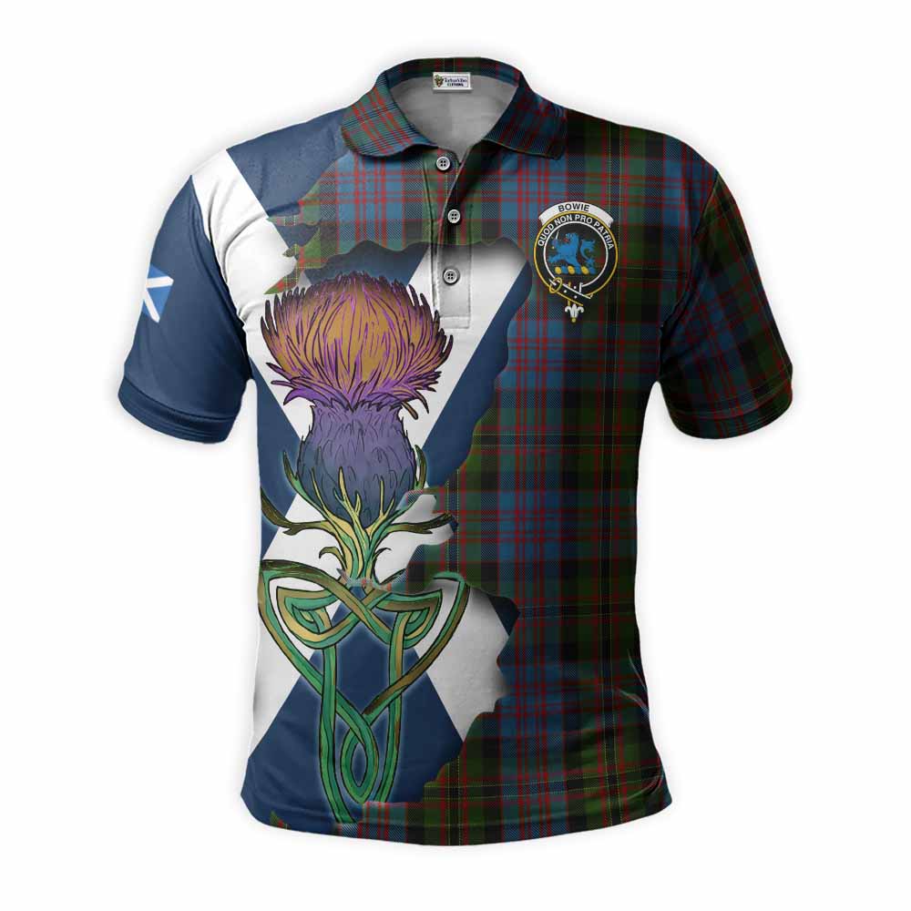 Tartan Vibes Clothing Bowie Tartan Family Crest Polo Shirt Scottish Thistle Celtic Inspired
