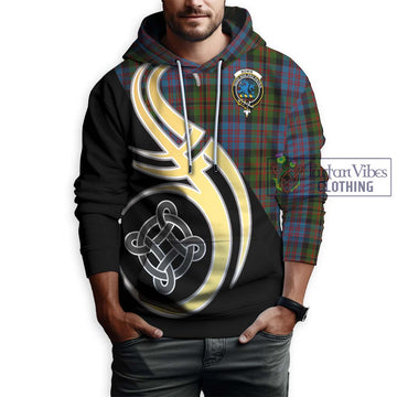 Bowie Tartan Hoodie with Family Crest and Celtic Symbol Style Zip Hoodie - Tartan Vibes Clothing