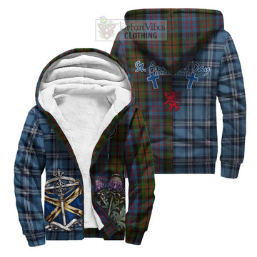 Bowie Tartan Sherpa Hoodie Happy St. Andrew's Day Half Tartan Style Unisex S - Tartan Vibes Clothing