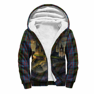 Bowie Tartan Family Crest Sherpa Hoodie with Scottish Ancient Castle Style Unisex S - Tartan Vibes Clothing