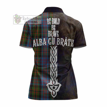 Bowie Tartan Family Crest Women's Polo Shirt Alba Gu Brath Be Brave Lion Ancient Style - Tartan Vibes Clothing