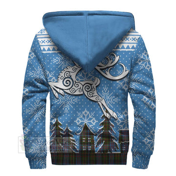 Bowie Clan Christmas Sherpa Hoodie Celtic Reindeer Style - Tartan Vibes Clothing