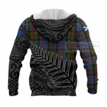 Tartan Vibes Clothing Bowie Crest Tartan Knitted Hoodie with New Zealand Silver Fern Half Style