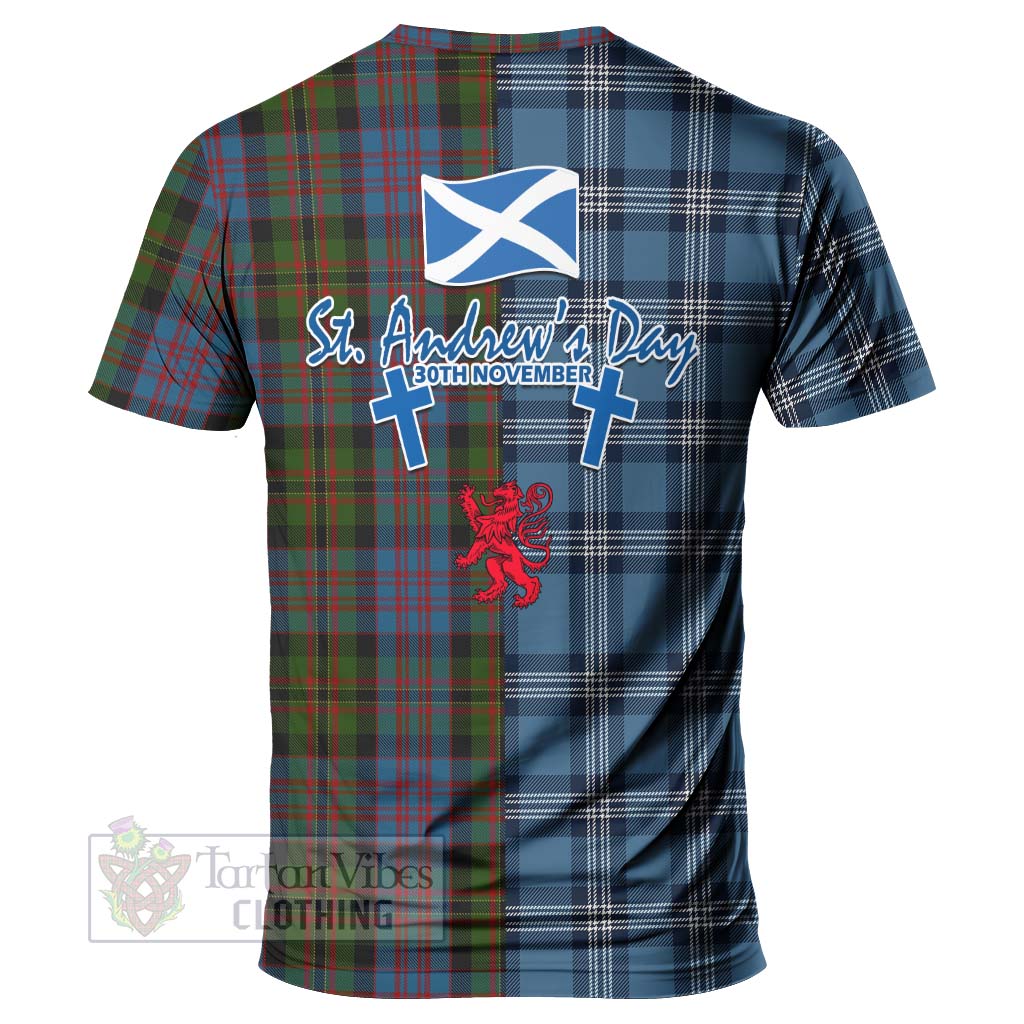Bowie Tartan T-Shirt Happy St. Andrew's Day Half Tartan Style - Tartan Vibes Clothing