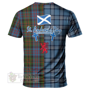 Bowie Tartan T-Shirt Happy St. Andrew's Day Half Tartan Style - Tartan Vibes Clothing