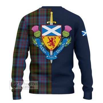 Bowie Tartan Ugly Sweater Alba with Scottish Lion Royal Arm Half Style - Tartan Vibes Clothing
