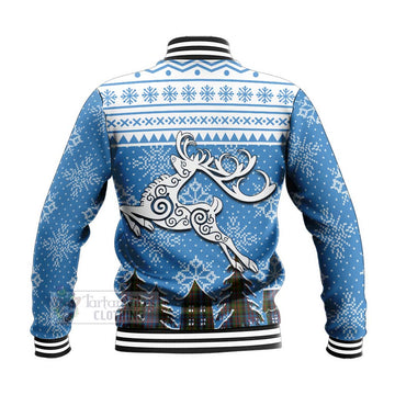 Bowie Clan Christmas Baseball Jacket Celtic Reindeer Style - Tartan Vibes Clothing