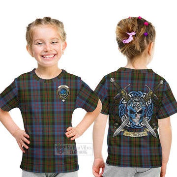 Bowie Tartan Kid T-Shirt with Family Crest Celtic Skull Style - Tartan Vibes Clothing