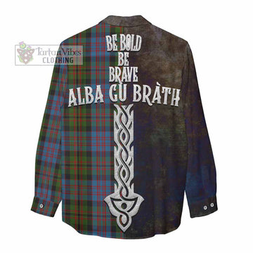 Bowie Tartan Family Crest Women's Casual Shirt Alba Gu Brath Be Brave Lion Ancient Style - Tartan Vibes Clothing