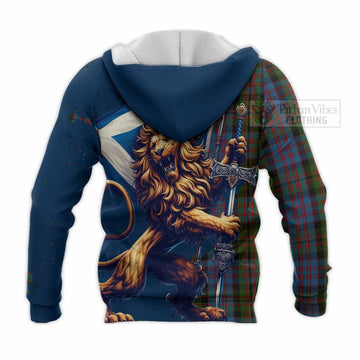 Bowie Tartan Family Crest Knitted Hoodie with Scottish Majestic Lion - Tartan Vibes Clothing