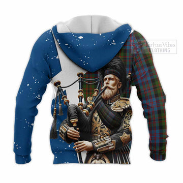 Bowie Tartan Knitted Hoodie with Family Crest Scottish Bagpiper Vibes - Tartan Vibes Clothing
