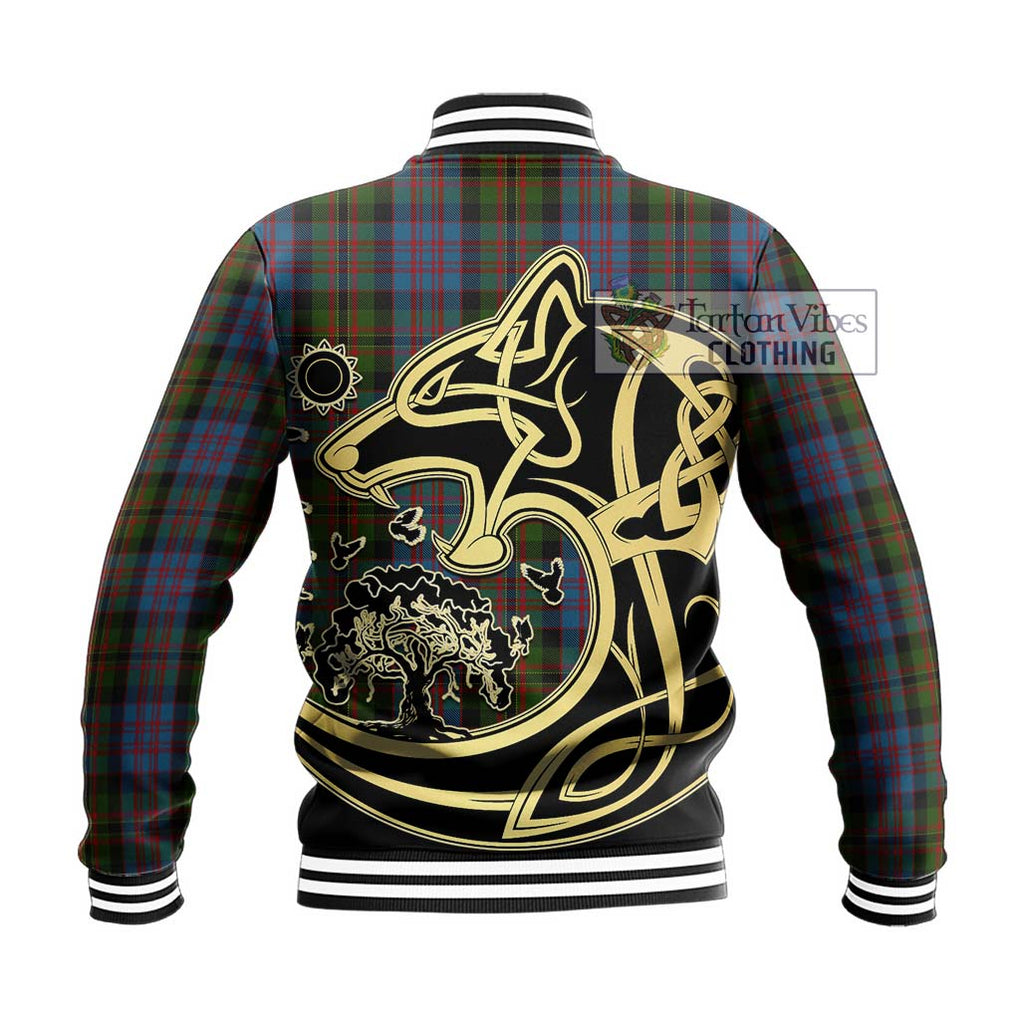 Bowie Tartan Baseball Jacket with Family Crest Celtic Wolf Style - Tartan Vibes Clothing