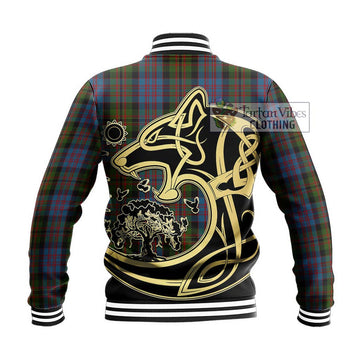 Bowie Tartan Baseball Jacket with Family Crest Celtic Wolf Style - Tartan Vibes Clothing