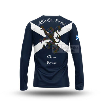 Bowie Tartan Lion Rampant Long Sleeve T-Shirt Proudly Display Your Heritage with Alba Gu Brath and Clan Name - Tartan Vibes Clothing