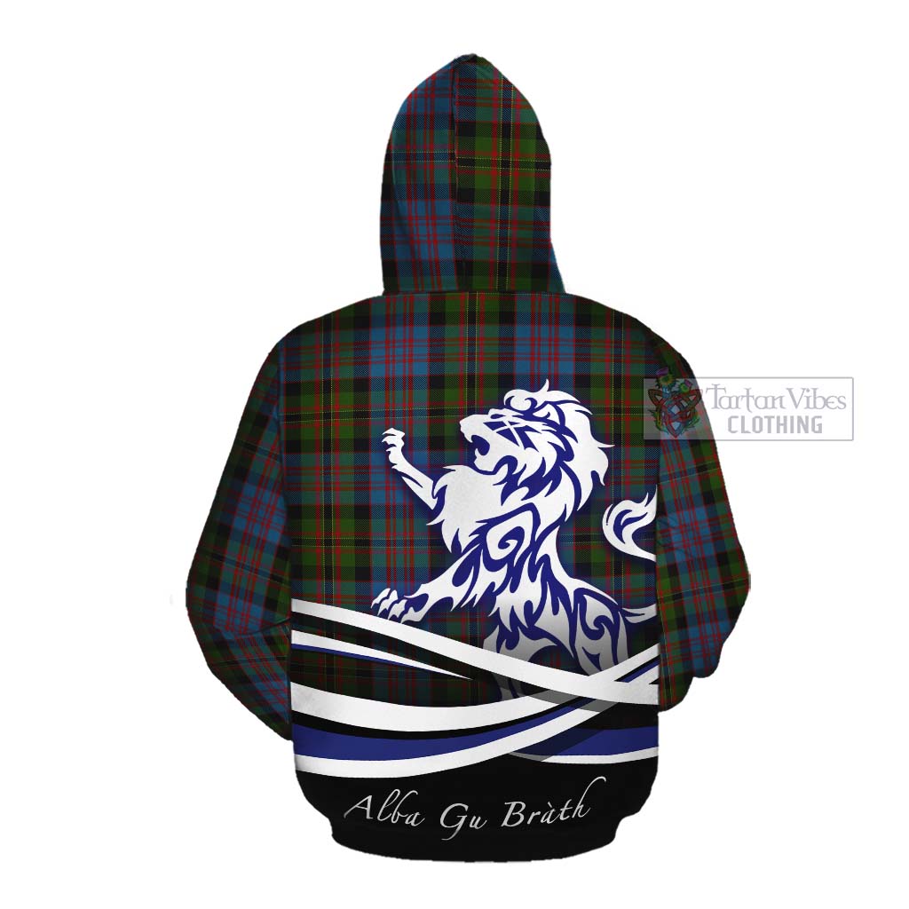 Bowie Tartan Cotton Hoodie with Alba Gu Brath Regal Lion Emblem Pullover Hoodie - Tartan Vibes Clothing