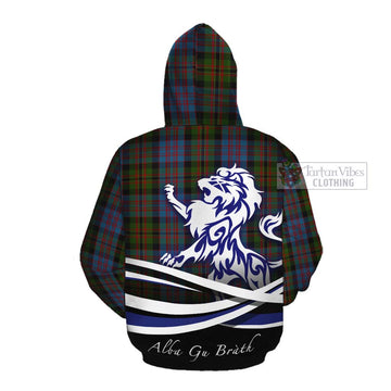 Bowie Tartan Cotton Hoodie with Alba Gu Brath Regal Lion Emblem Pullover Hoodie - Tartan Vibes Clothing