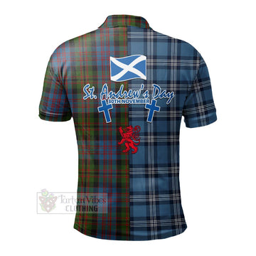 Bowie Tartan Polo Shirt Happy St. Andrew's Day Half Tartan Style - Tartan Vibes Clothing