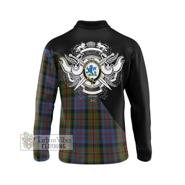 Bowie Tartan Long Sleeve Polo Shirt with Family Crest and Military Logo Style - Tartan Vibes Clothing