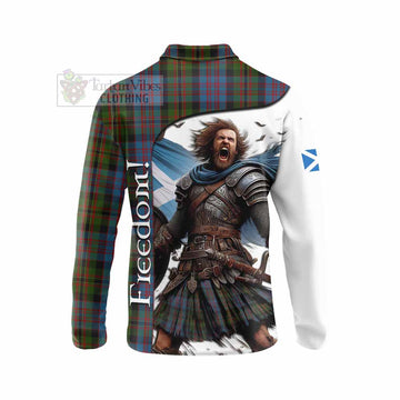 Bowie Crest Tartan Long Sleeve Polo Shirt Inspired by the Freedom of Scottish Warrior - Tartan Vibes Clothing