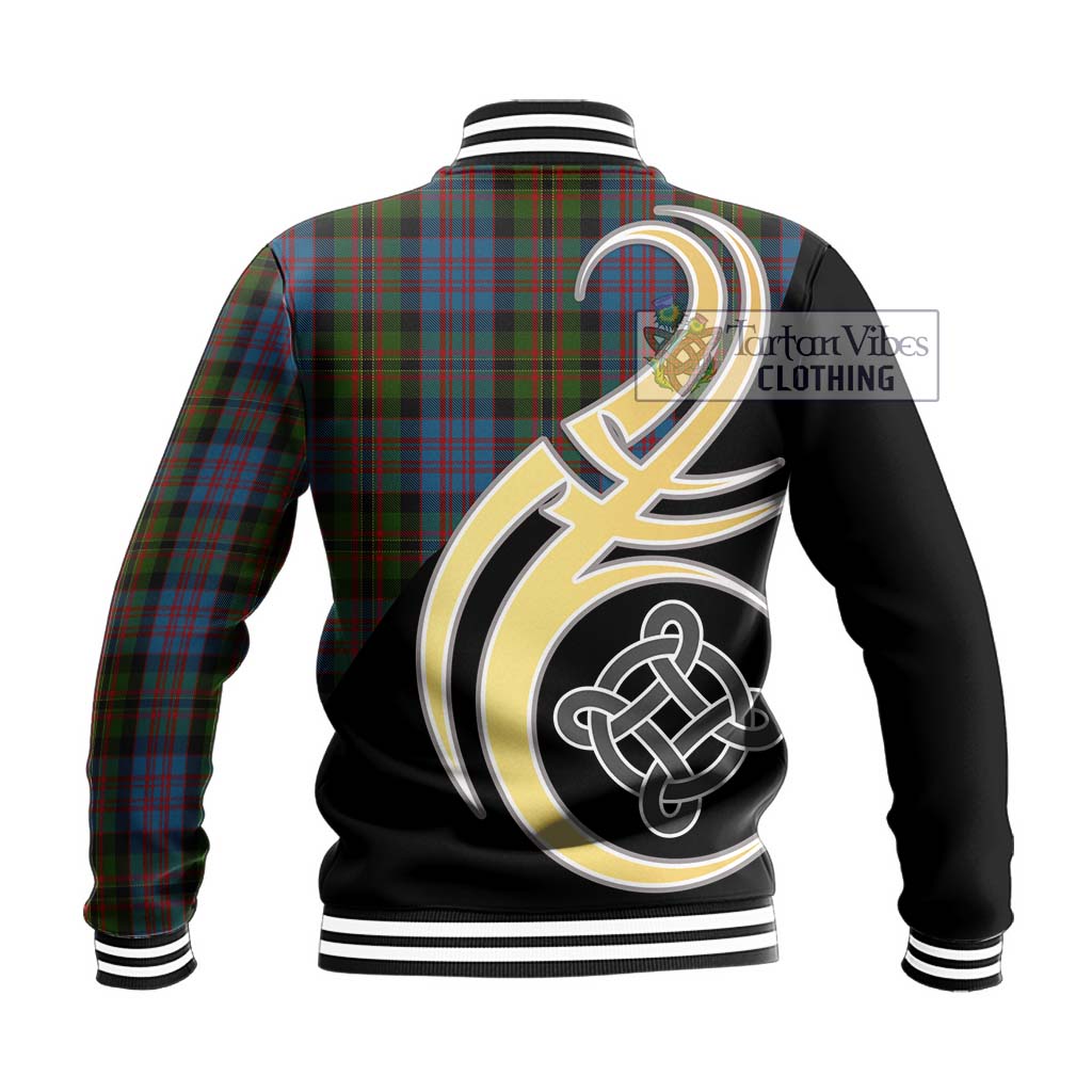 Bowie Tartan Baseball Jacket with Family Crest and Celtic Symbol Style - Tartan Vibes Clothing