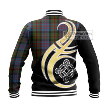 Bowie Tartan Baseball Jacket with Family Crest and Celtic Symbol Style - Tartan Vibes Clothing