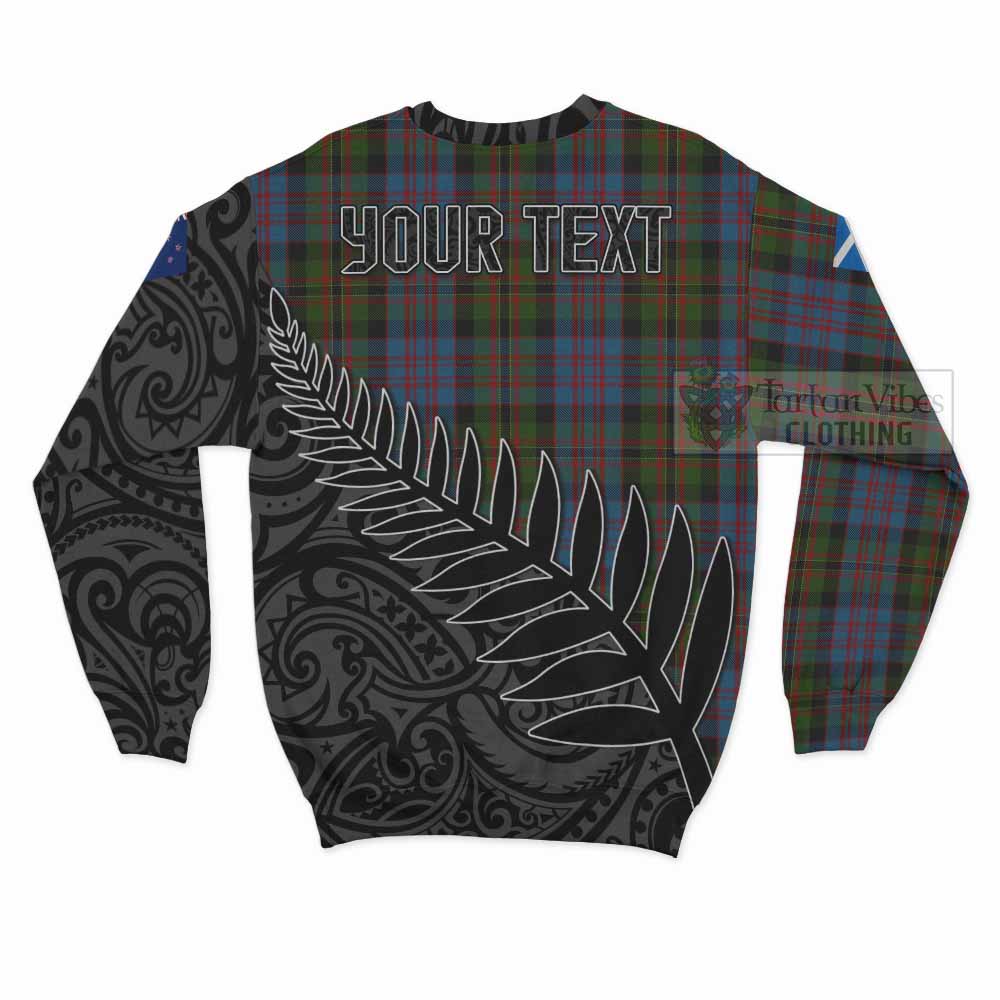 Bowie Crest Tartan Sweatshirt with New Zealand Silver Fern Half Style - Tartan Vibes Clothing
