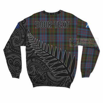 Bowie Crest Tartan Sweatshirt with New Zealand Silver Fern Half Style - Tartan Vibes Clothing