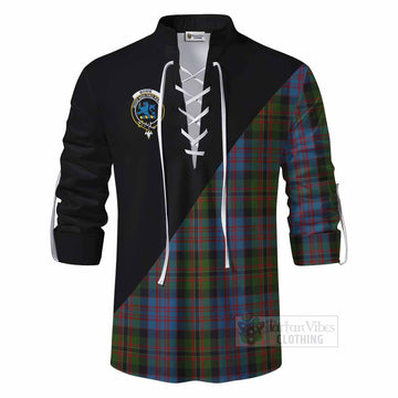 Tartan Vibes Clothing Bowie Tartan Ghillie Kilt Shirt with Family Crest and Military Logo Style