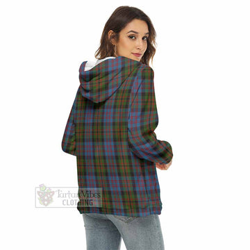 Bowie Tartan Women's Borg Fleece Hoodie with Half Zip with Family Crest - Tartan Vibes Clothing