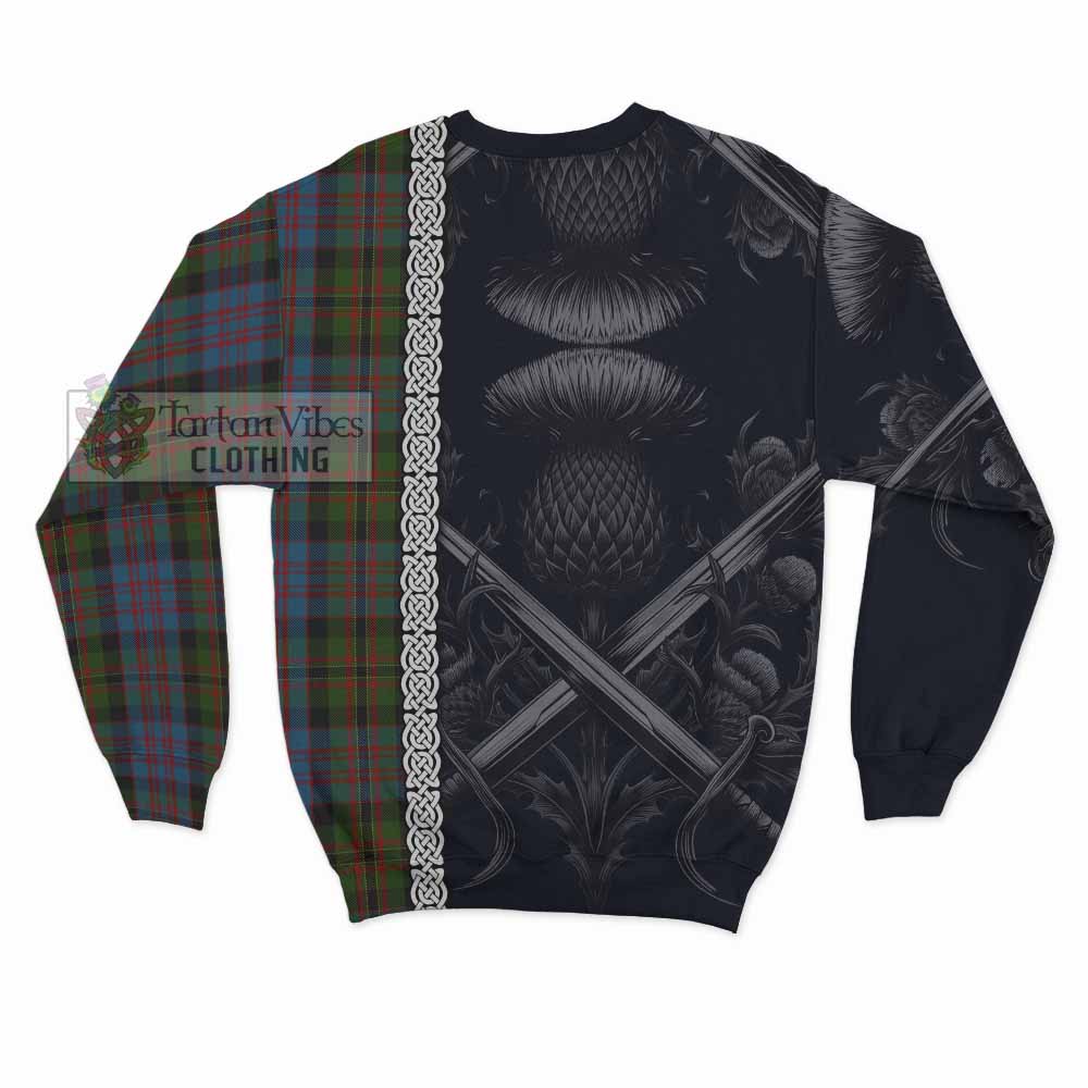 Bowie Tartan Sweatshirt with Family Crest Cross Sword Thistle Celtic Vibes - Tartan Vibes Clothing
