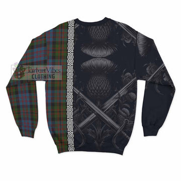 Bowie Tartan Sweatshirt with Family Crest Cross Sword Thistle Celtic Vibes - Tartan Vibes Clothing