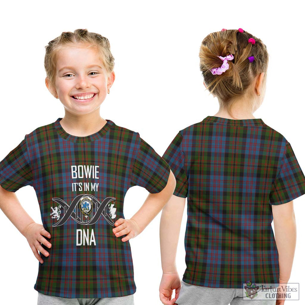 Bowie Tartan Kid T-Shirt with Family Crest DNA In Me Style - Tartan Vibes Clothing