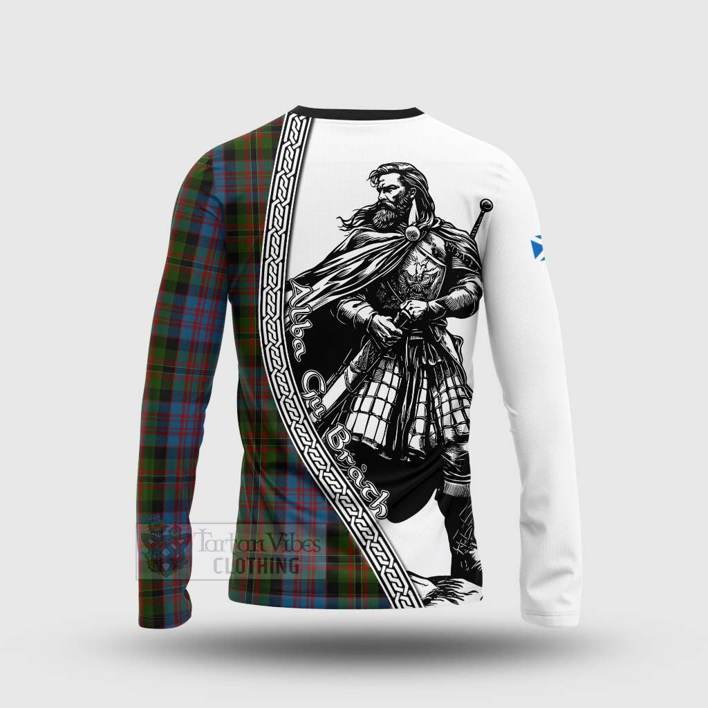 Bowie Tartan Clan Crest Long Sleeve T-Shirt with Highlander Warrior Celtic Style - Tartan Vibes Clothing