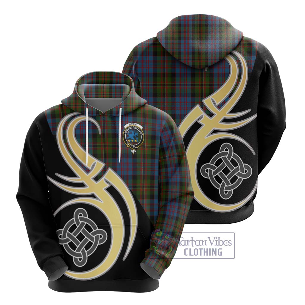 Bowie Tartan Hoodie with Family Crest and Celtic Symbol Style - Tartan Vibes Clothing
