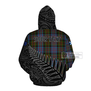 Tartan Vibes Clothing Bowie Crest Tartan Cotton Hoodie with New Zealand Silver Fern Half Style