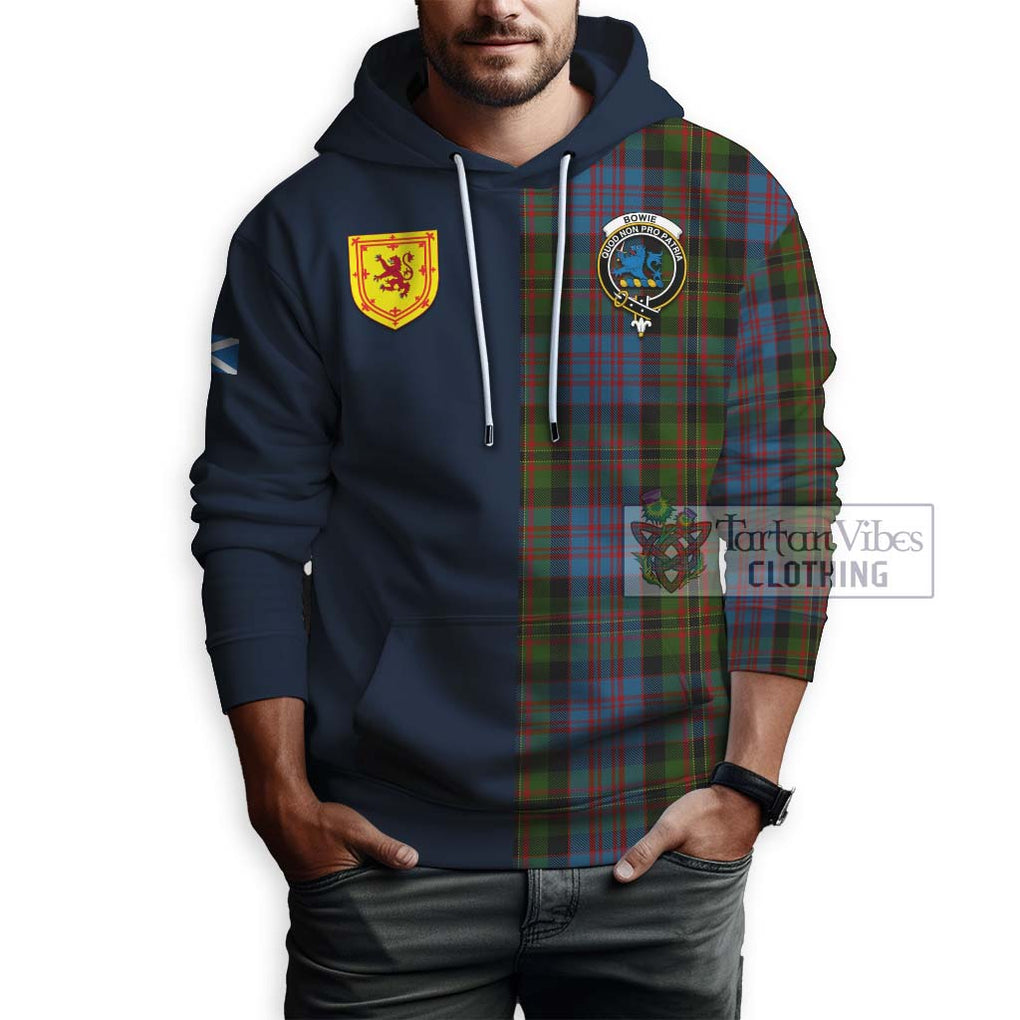 Bowie Tartan Hoodie Alba with Scottish Lion Royal Arm Half Style - Tartan Vibes Clothing