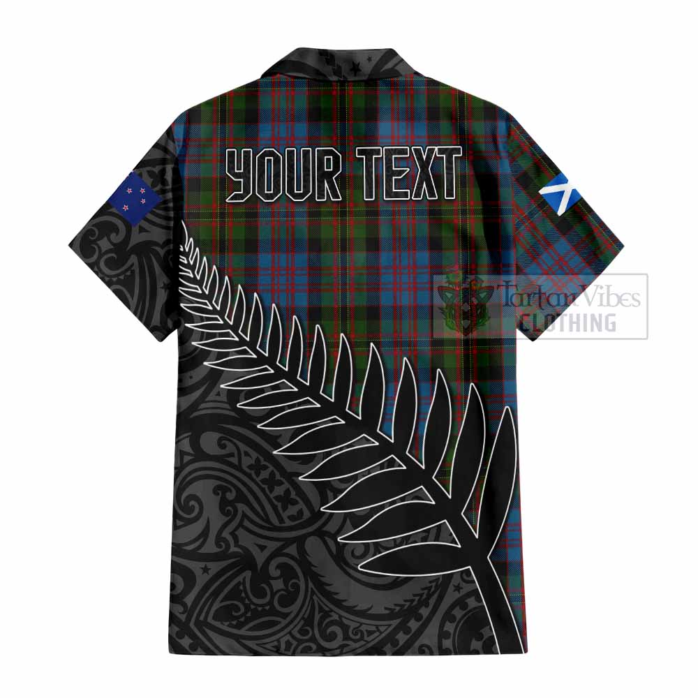 Bowie Crest Tartan Hawaiian Shirt with New Zealand Silver Fern Half Style - Tartan Vibes Clothing