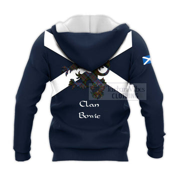 Bowie Tartan Lion Rampant Knitted Hoodie Proudly Display Your Heritage with Alba Gu Brath and Clan Name - Tartan Vibes Clothing