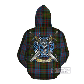 Bowie Tartan Cotton Hoodie with Family Crest Celtic Skull Style Pullover Hoodie - Tartan Vibes Clothing