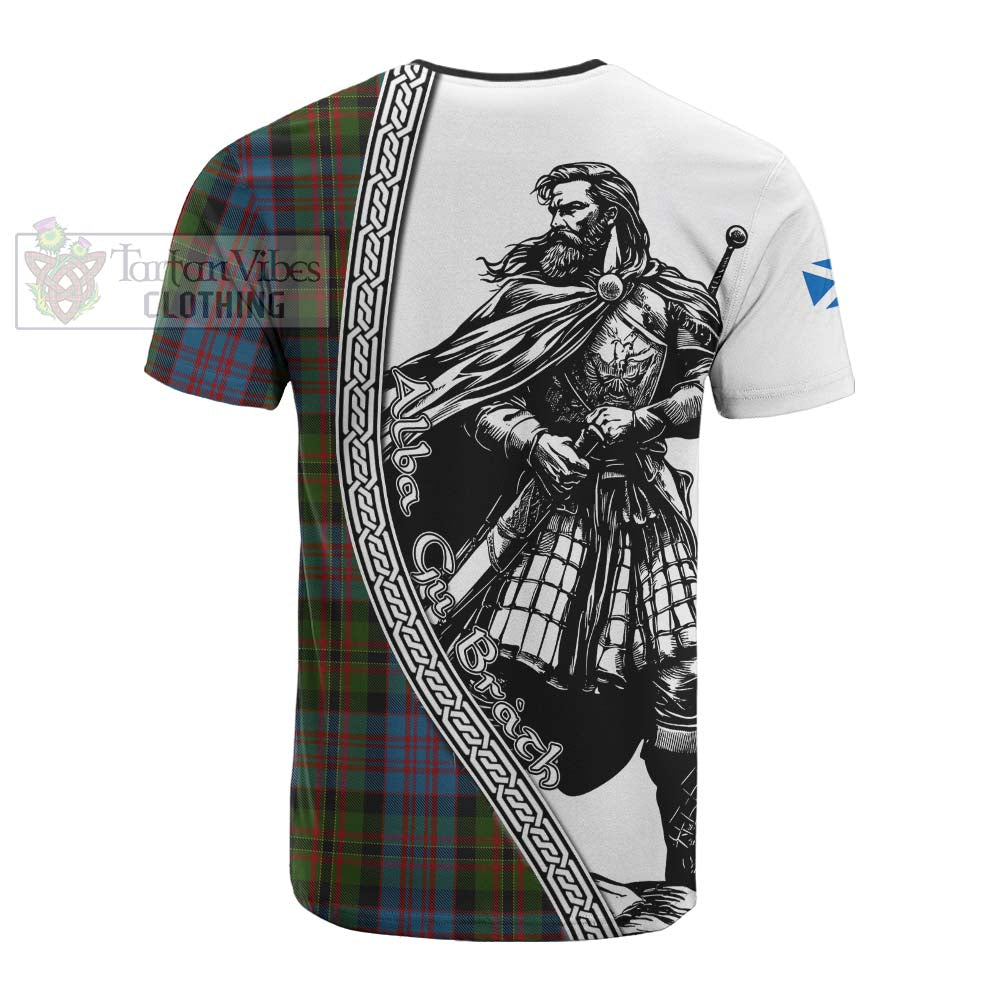 Bowie Tartan Clan Crest Cotton T-shirt with Highlander Warrior Celtic Style - Tartan Vibes Clothing