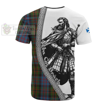Bowie Tartan Clan Crest Cotton T-shirt with Highlander Warrior Celtic Style - Tartan Vibes Clothing