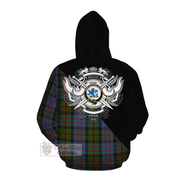 Bowie Tartan Cotton Hoodie with Family Crest and Military Logo Style Pullover Hoodie - Tartan Vibes Clothing