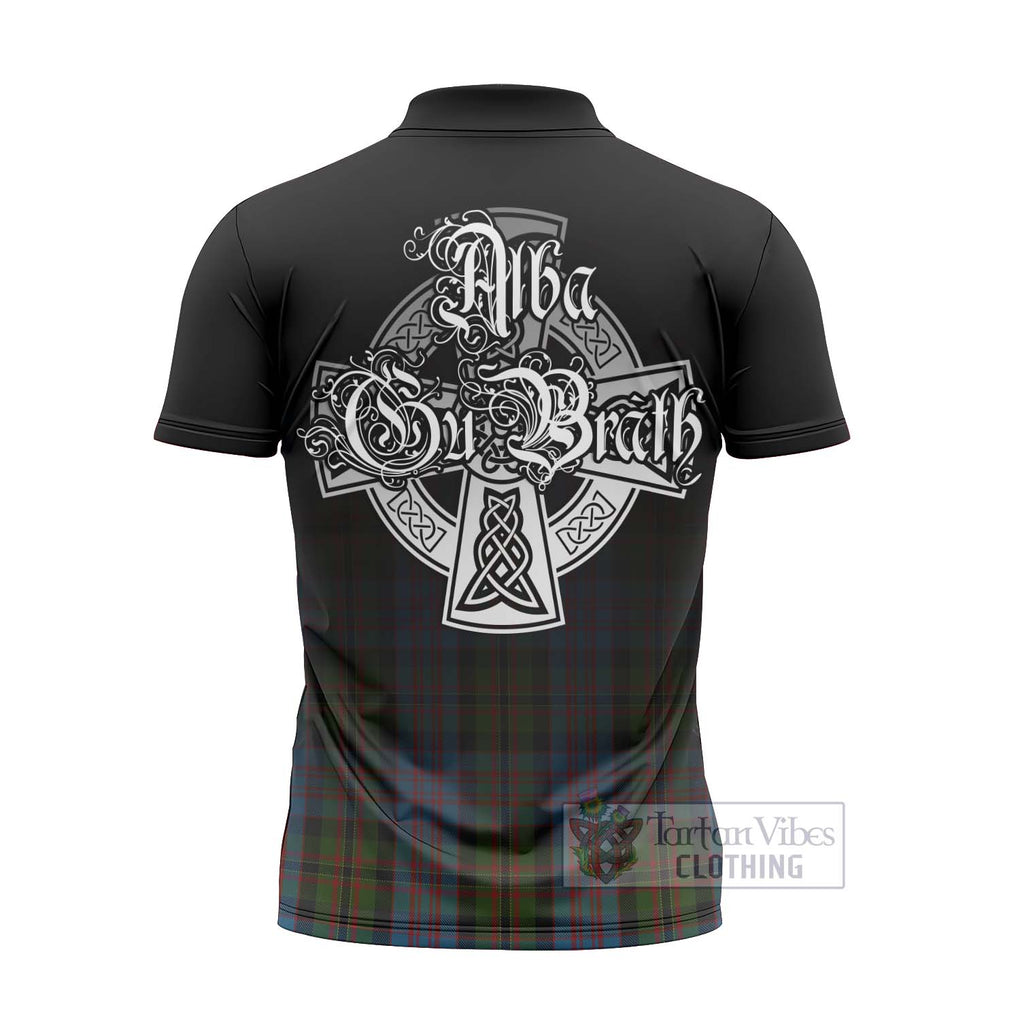 Bowie Tartan Zipper Polo Shirt Featuring Alba Gu Brath Family Crest Celtic Inspired - Tartan Vibes Clothing